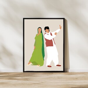Bollywood Poster Film Poster Dilwale Dulhania Le Jayenge, Shah Rukh Khan, Kajol, Indian Hindi Movie Wall Art, Modern, Simple, Minimal