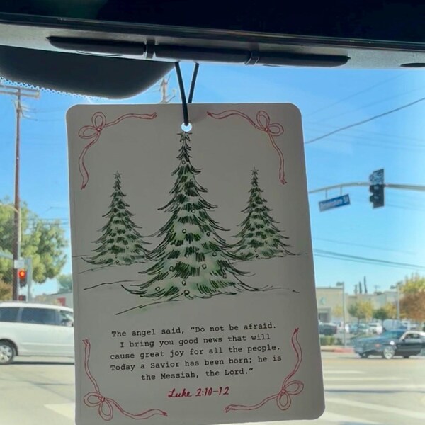 Christian Christmas Car Air Freshener, Pine Scent, Luke 2:10-12 Ornament