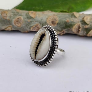 Beautiful Cowrie Shell Ring/  Sterling Silver Gemstone Ring/ Handmade Ring/ Promise Ring/ Designer Silver Ring/ Unique Ring/ Women Gift Ring