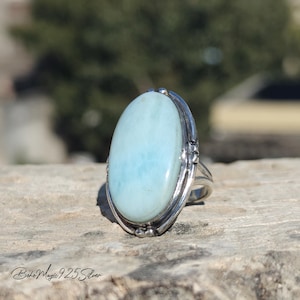 Natural Larimar Ring | 925 Silver Ring | Fabulous Ring | Statement  Ring | Handmade Women Gift Ring |  Larimar Jewelry | Gift Ring For Her