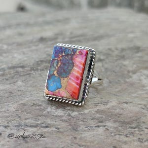 Natural Pink Copper Turquoise Ring, Gemstone Silver Ring, Dainty Ring,  Bohemian Silver Ring, Handmade Ring For Woman, Birthday Gift For Mom