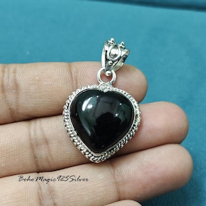 Black Onyx Pendant, 925 Silver Pendant, Black Onyx Pendant, Gemstone Necklace, Bohemian Pendant, Handmade Pendant, Pendant Gift For Her