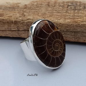 Ammonite Fossil Gemstone Ring, Handmade Ring, 925 Sterling Silver Ring, Gemstone Decent Jewelry, Ammonite Fossil Ring, Gift Ring For Her/Him