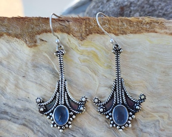 Handmade Tanzanite Dangle Earrings: 925 Sterling Silver Jewelry