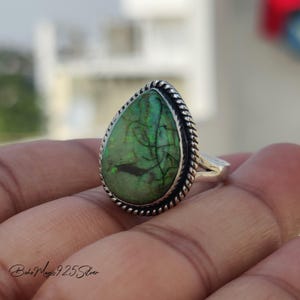 Pear Monarch Opal Band Ring, 925 Sterling Silver, Monarch Opal Jewelry, Handcrafted Ring, Birthday Gift Jewelry, Woman Ring, Promise Ring