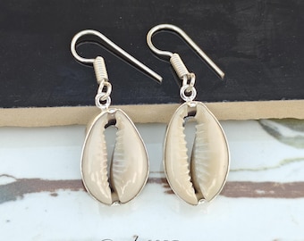 Cowrie Shell Earrings: Handmade Sterling Silver Boho Jewelry