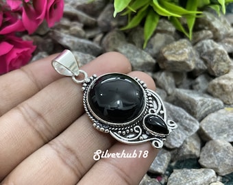 Handmade Black Onyx 925 Sterling Silver Pendant