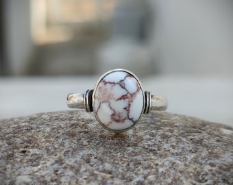 Handmade Wild Horse Gemstone Ring: 925 Sterling Silver Boho Band