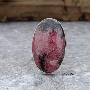 Rhodonite Ring, Natural Rhodonite 925 Sterling Silver Ring, Natural Gemstone Ring, Boho Ring, Healing Gemstone Ring, Birthday Silver Ring