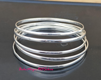 Handmade Sterling Silver Bangle Set - Simple Stacking Bangles