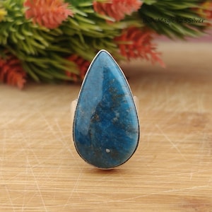 Natural Blue Apatite Ring, Handcrafted Ring, Promise Ring, Blue Apatite Jewelry, Sterling Silver Ring, Perfect Gift Ring Jewelry For her