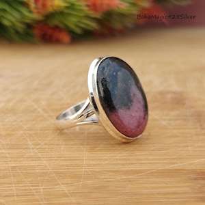 Beautiful Rhodonite Ring, 925 Sterling Silver Ring, Handmade Ring, Natural Rhodonite Ring, , Rhodonite Jewelry, Perfect Gift For Her