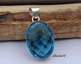 Handmade Blue Topaz 925 Sterling Silver Pendant