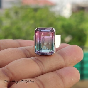 Handmade Tourmaline Ring&#39; Silver Gemstone Ring&#39; Promise Ring&#39; Multi Tourmaline Ring&#39;  October Birthstone Ring&#39; Christmas Gift Ring For Mom
