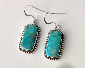 Natural Kingman Turquoise Earrings, Sterling Silver Gemstone, Promise Gifts
