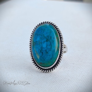Oval Shattuckite Ring, 925 Silver Ring, Shattuckite Jewelry, Gemstone Dainty Ring, Statement Ring, Women Gift Jewelry, Birthstone Jewelry