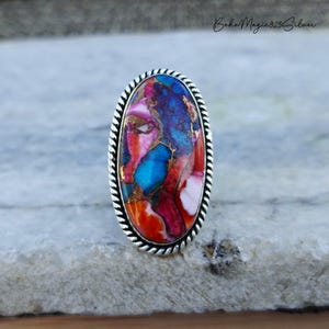 Pink Copper Turquoise Ring - 925 Sterling Silver Ring - Statement Ring - Bohemian Silver Ring - Handmade Jewelry - Perfect Gift For Mother*