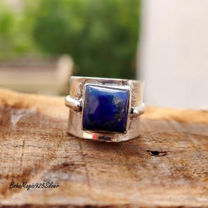 Pure Lapis Lazuli Ring, Sterling Silver Ring, Lapis Lazuli Gemstone Ring, Handmade Women Ring, Boho Dainty Ring, Wadding Gift Ring For Her
