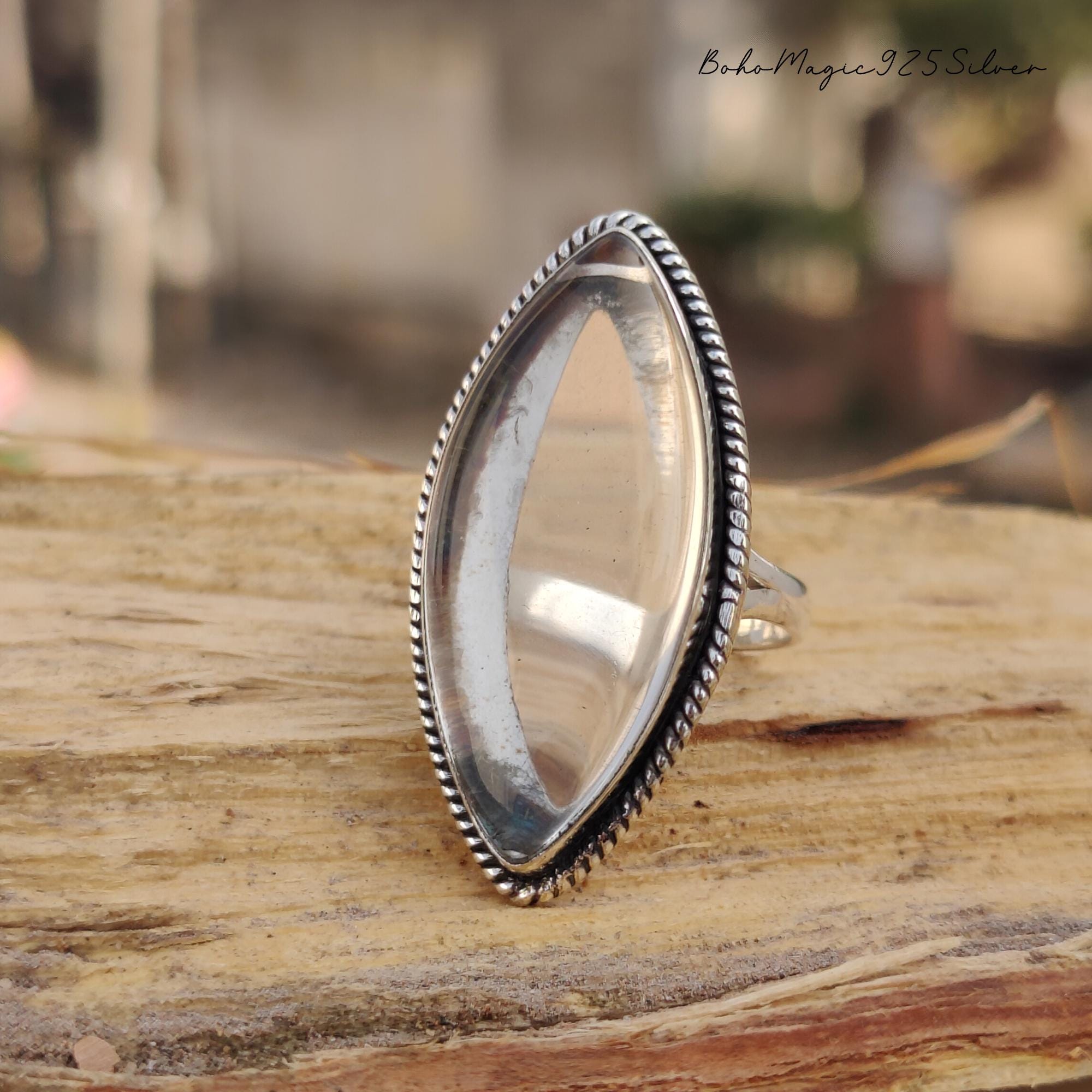 Wholesale Lot Clear Quartz Rings – 925 Silver Plated – Mix Sizes – Lab-Created – Handmade India – 1pc Per Order
