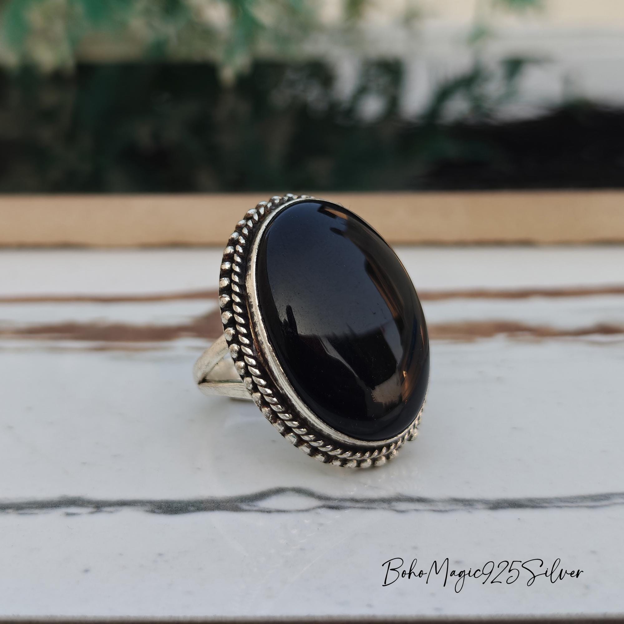 Handmade Oval Black Onyx Ring: 925 Sterling Silver - Etsy
