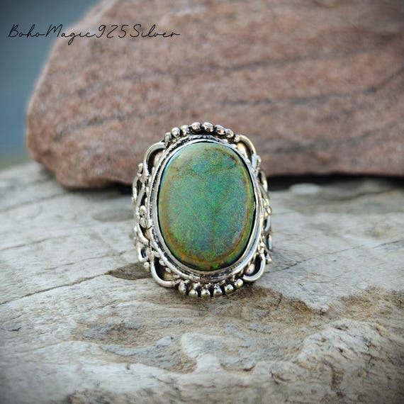 Multi Colored Monarch Opal Ring 925 Sterling Silver Ring