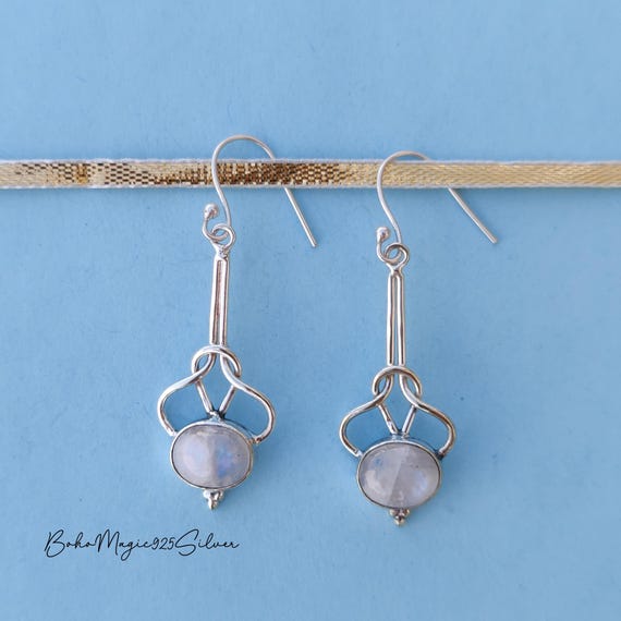 Orecchini Lunghi A Luna E Sole In Argento Sterling 925 - Gioielli Boho Wiccan, Regalo Perfetto Per Ragazze E Donne