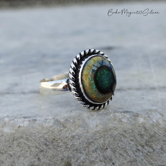Handcrafted Monarch Opal Ring: 925 Sterling Silver Gemstone