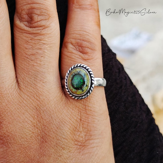 Stunning Monarch Opal Ring, 925 Sterling Silver, Monarch Opal