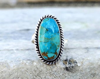 Handmade Kingman Turquoise Ring: Sterling Silver Gemstone Jewelry