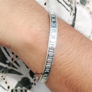 Silver Men&#39;s Bangle&quot; 925 Sterling Silver Bangle&quot; Round Dots Designer Bangle&quot; Stackable Bangle&quot; Women & Men&#39;s Jewelry&quot; Beautiful Bangle&quot;&quot;