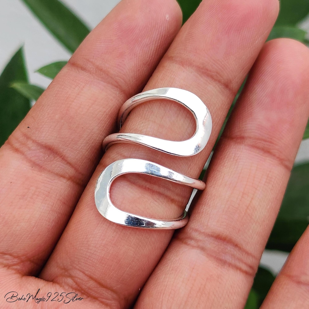 Siling Ring 925 Sterling Silver Spiral Wrap Ring, Handmade Wave Swirl Ring for ...