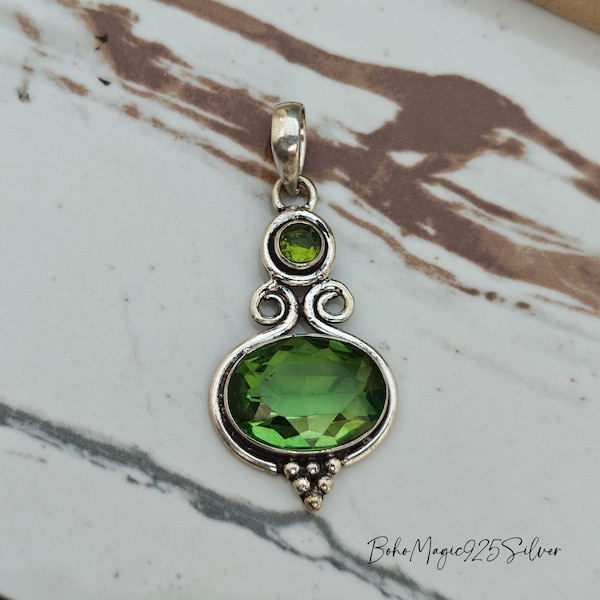 Handmade Peridot Pendant: 925 Sterling Silver Gemstone Jewelry