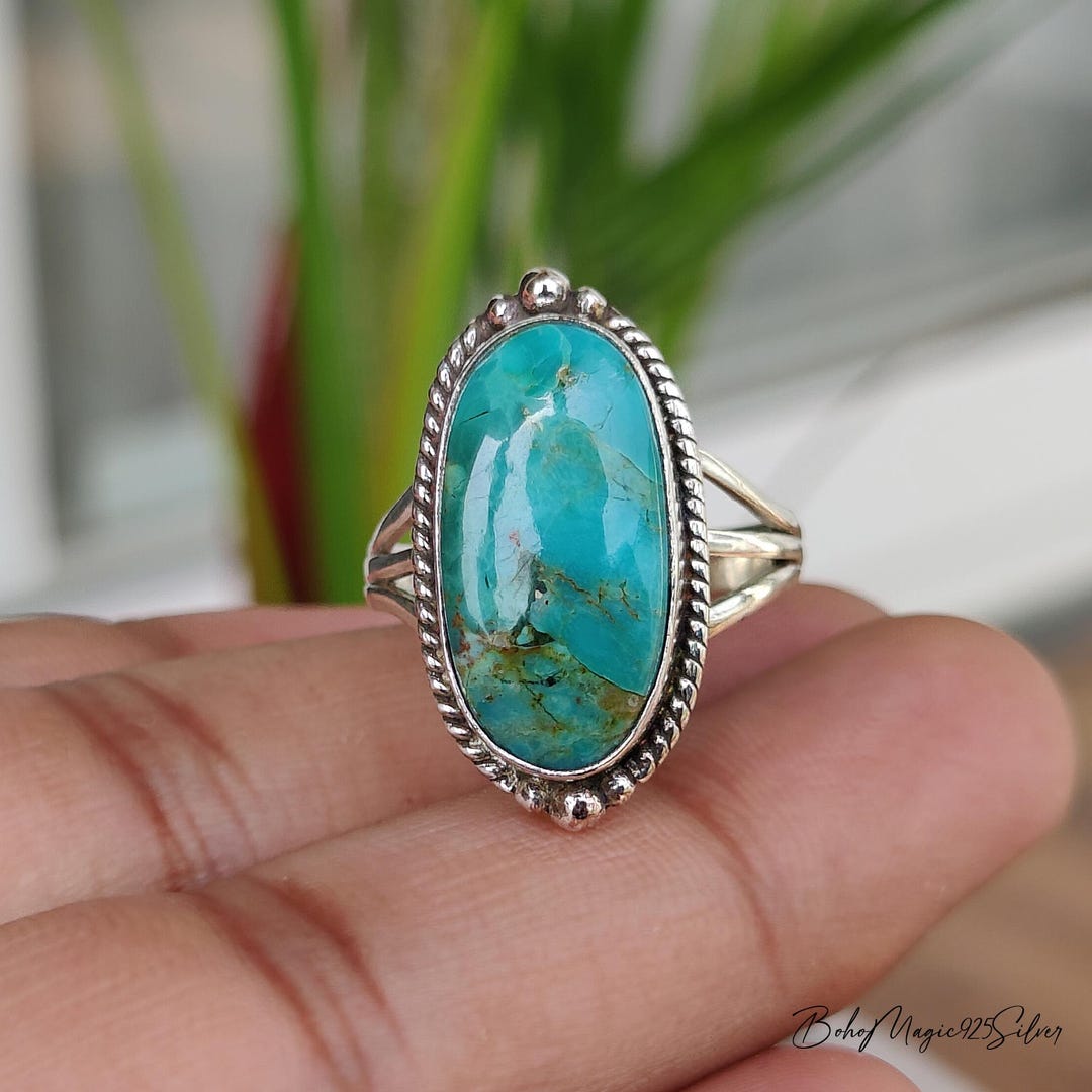Natural Kingman Turquoise Sterling Silver Ring - Handmade Birthstone ...