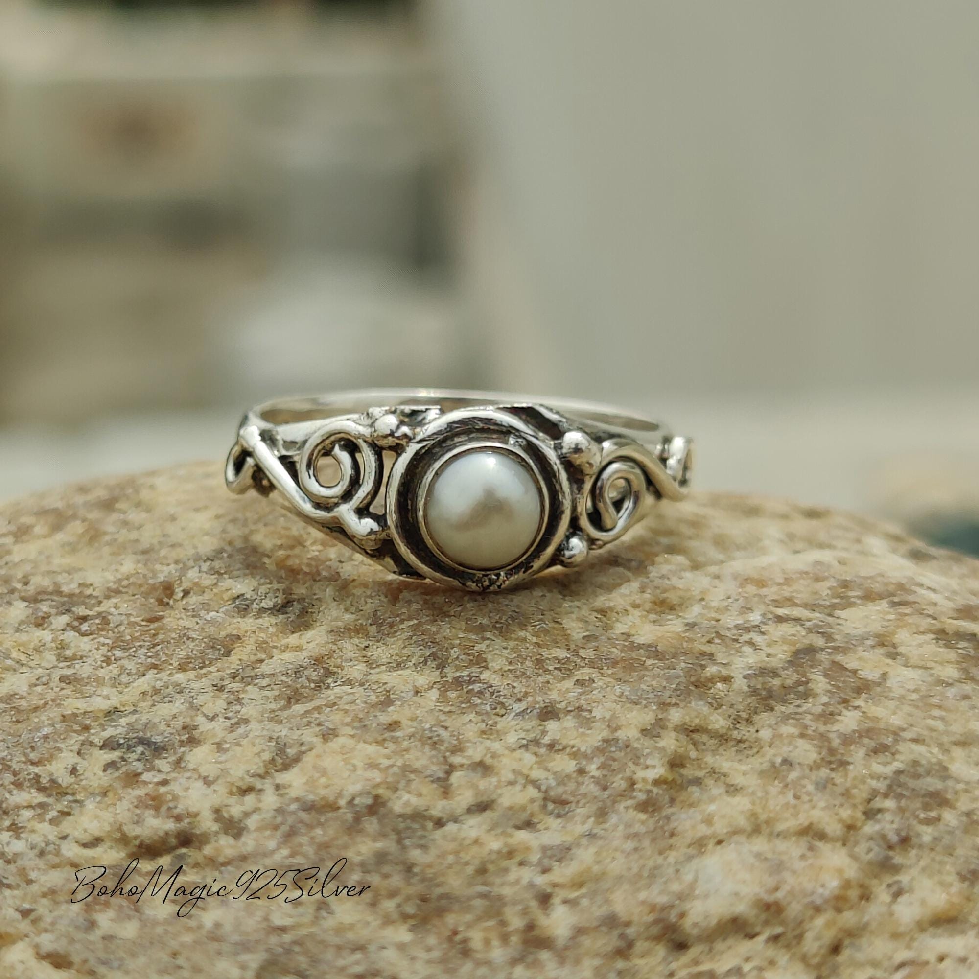 Handmade Sterling Silver Pearl Ring: Elegant 925 Jewelry - Etsy