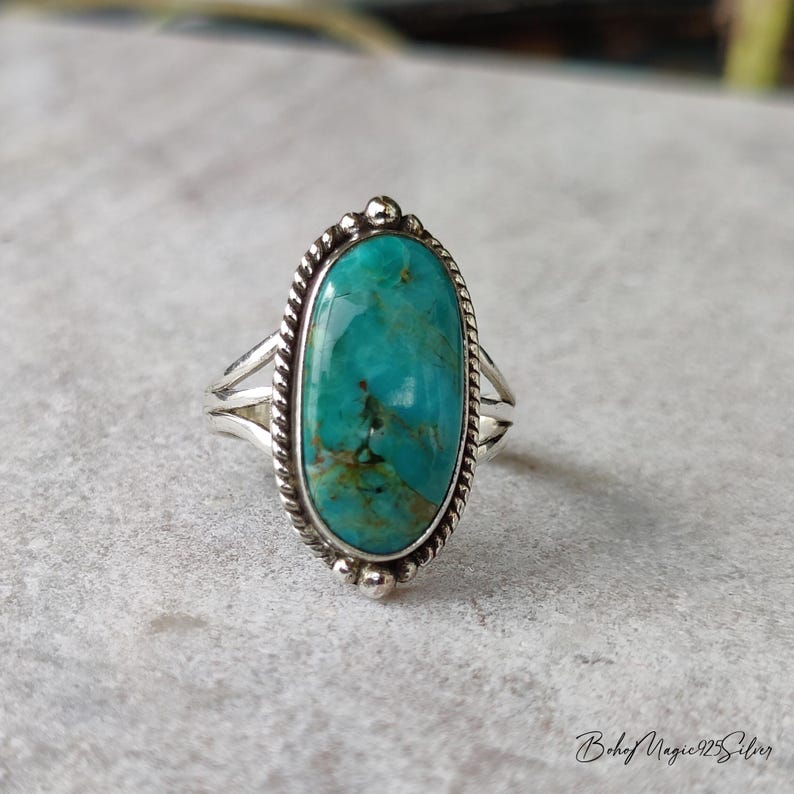Natural Kingman Turquoise Sterling Silver Ring - Handmade Birthstone ...