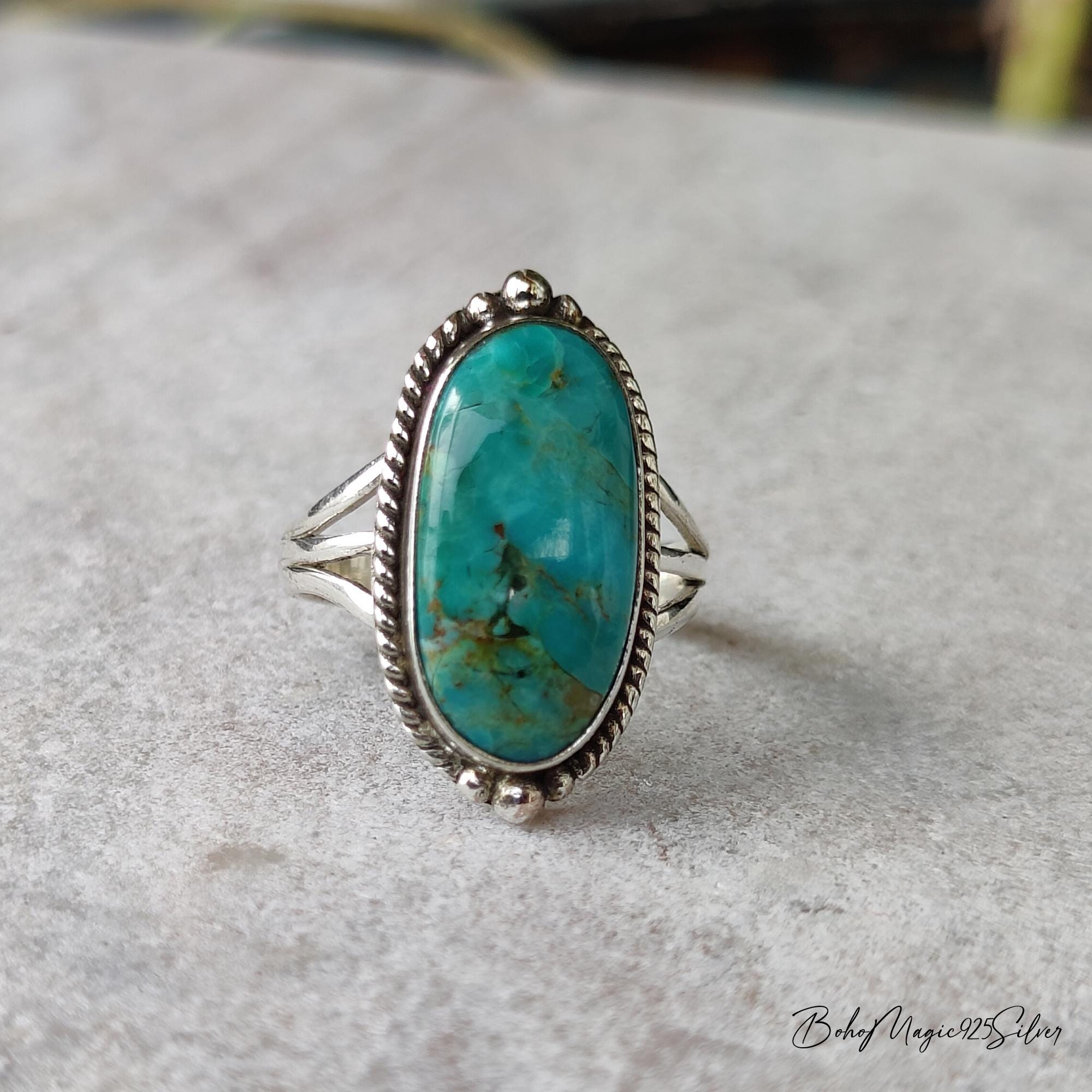 Natural Kingman Turquoise Sterling Silver Ring - Handmade Birthstone ...