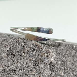 Hand Crafted - Sterling Silver Wrap Bangle - Thick Silver Bangle - Women Simple Bangle - Perfect Silver Bangle For Gift - Christmas Gifts