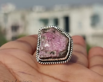 Raw Ruby Ring: Handmade Sterling Silver Bohemian Statement Jewelry