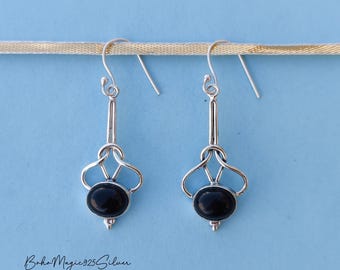 Handmade Sterling Silver Black Onyx Earrings: Woman's Jewelry Gift