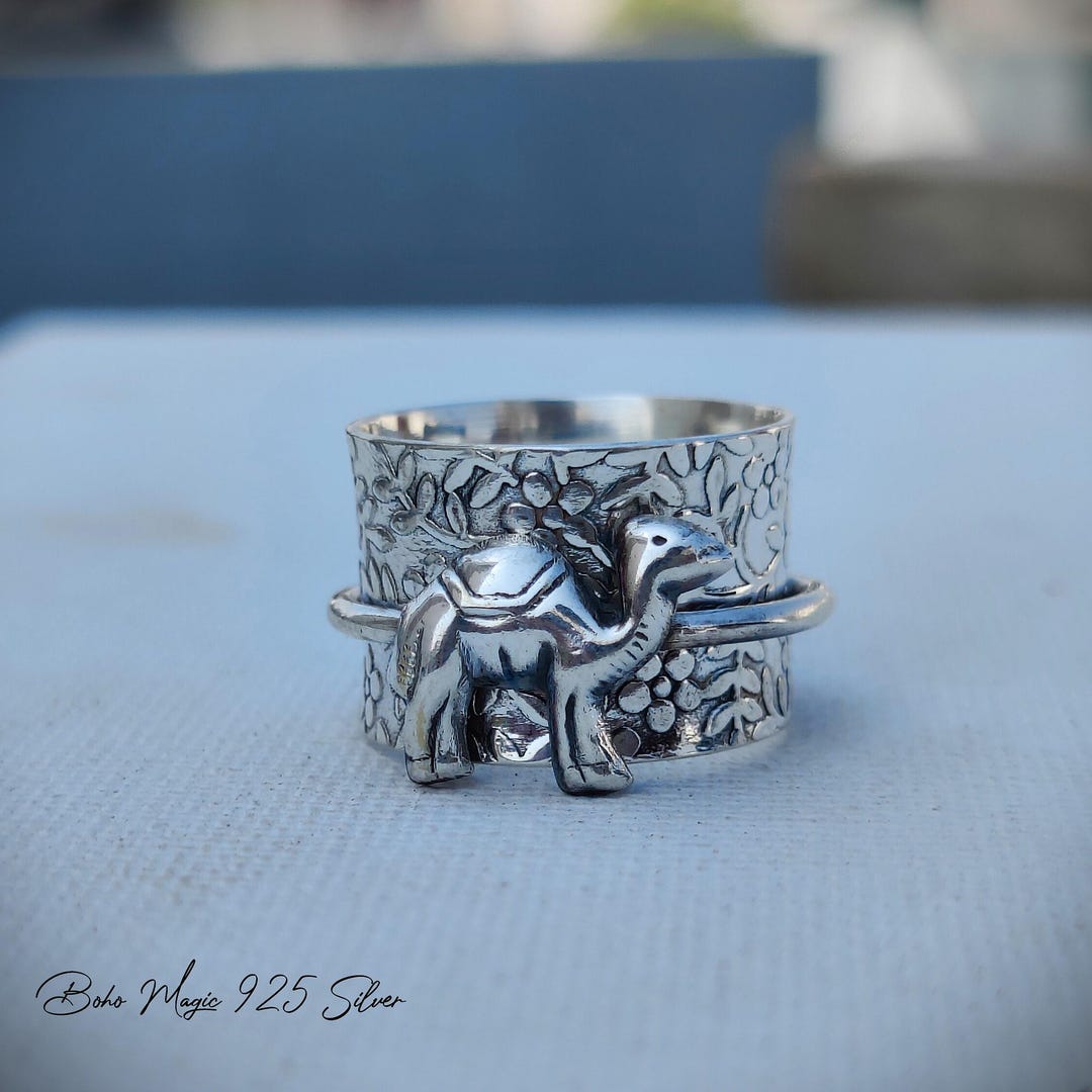 Handmade Sterling Silver Camel Spinner Ring - Wide Band Boho Jewelry - Etsy