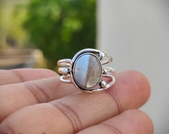 Handmade Owyhee Blue Opal Ring: Sterling Silver Bohemian Jewelry
