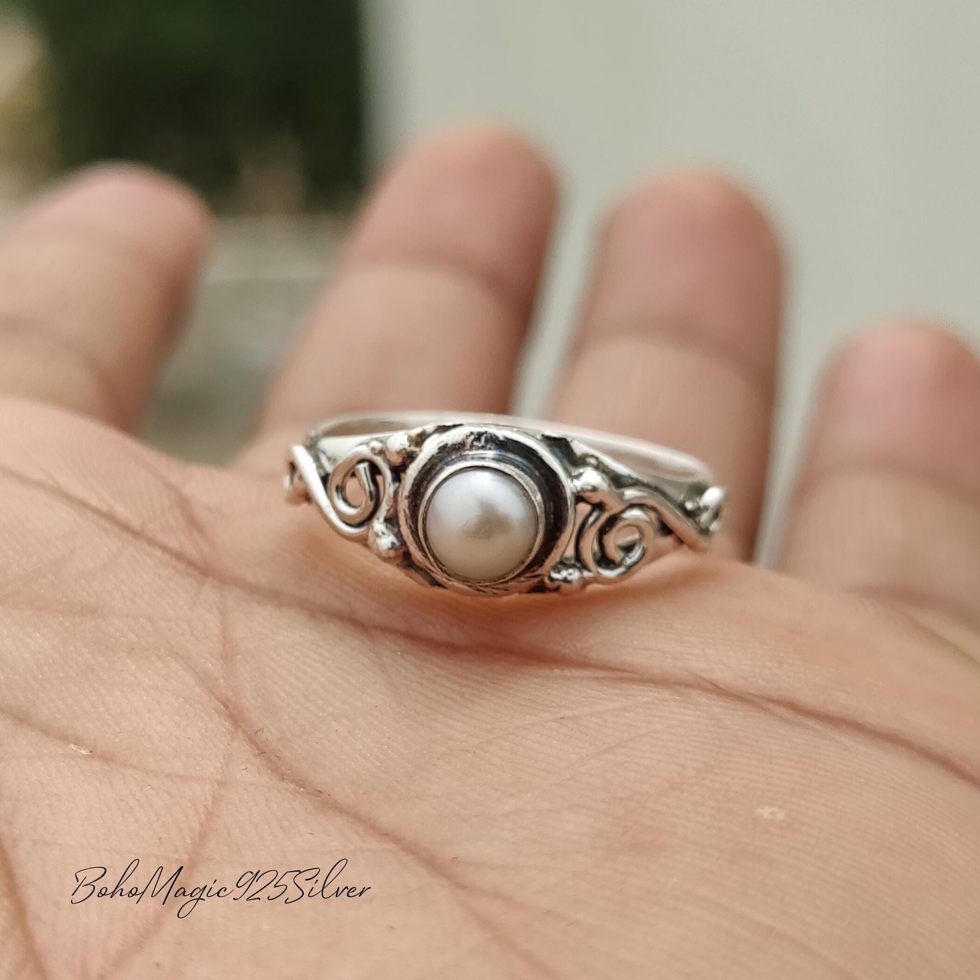 Handmade Sterling Silver Pearl Ring: Elegant 925 Jewelry - Etsy