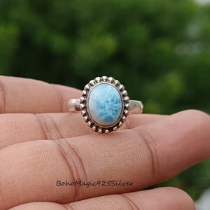 Beautiful Natural Larimar Ring* Silver Ring For Women* Sterling Silver Ring* Promise Ring* Birthday Anniversary Gift Jewelry For Her/Him