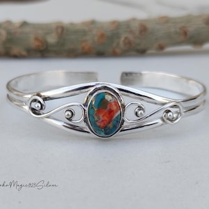 Beautiful Oyster Copper Turquoise Bangle ~ Women Gift Bangle ~ 925 Silver Bangle ~ Turquoise Jewelry ~ Designer Bangle ~ Boho Cuff Bangle
