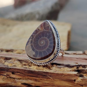 Ammonite Fossil Gemstone Ring \ Handmade Ring \ 925 Sterling Silver Ring \ Gemstone Boho Gift Ring \ Ammonite Fossil Ring \ Charming Ring