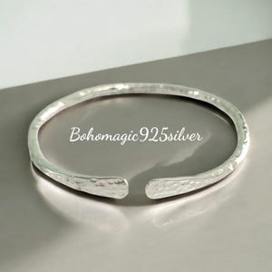 Hand Crafted - Hammered Bangle - 925 Sterling Silver Bangle - Hammered Cuff Bangle - Christmas Bangle - Handmade Bangle - Stackable Bracelet