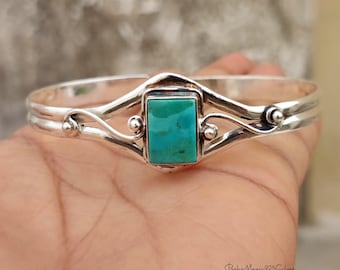 Handmade Kingman Turquoise Sterling Silver Bangle Bracelet