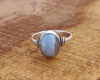 Handmade Owyhee Blue Opal Sterling Silver Ring: Boho Jewelry