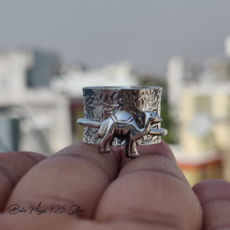 Handmade Sterling Silver Camel Spinner Ring - Wide Band Boho Jewelry - Etsy
