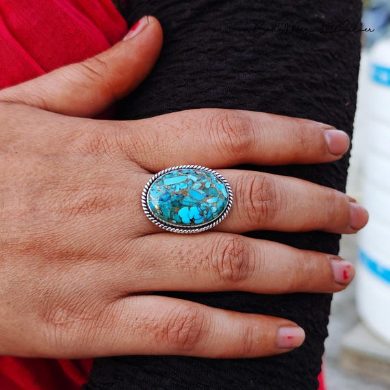 Anello in argento 925 e turchese| Made in Italy